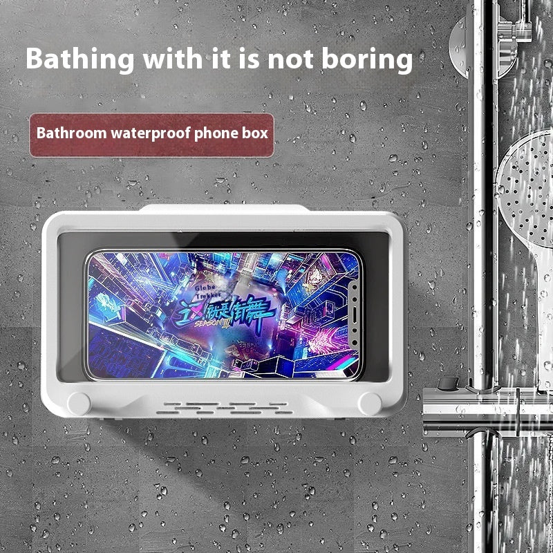 Bathroom Waterproof Punch-free Wall-mounted Touch Screen Anti-fog Cantilever Mobile Phone Bracket