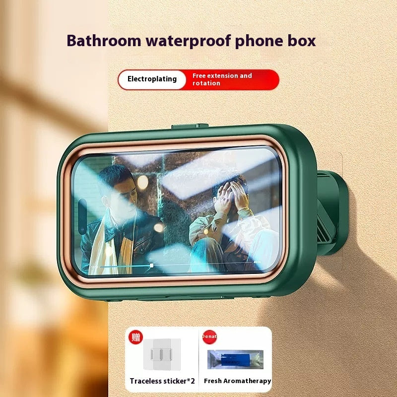 Bathroom Waterproof Punch-free Wall-mounted Touch Screen Anti-fog Cantilever Mobile Phone Bracket