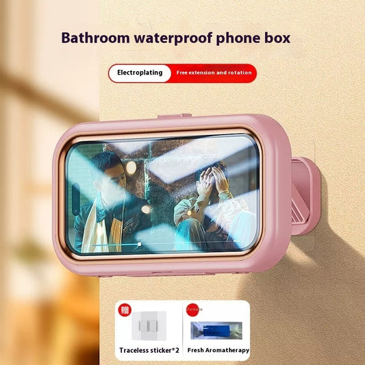 Bathroom Waterproof Punch-free Wall-mounted Touch Screen Anti-fog Cantilever Mobile Phone Bracket