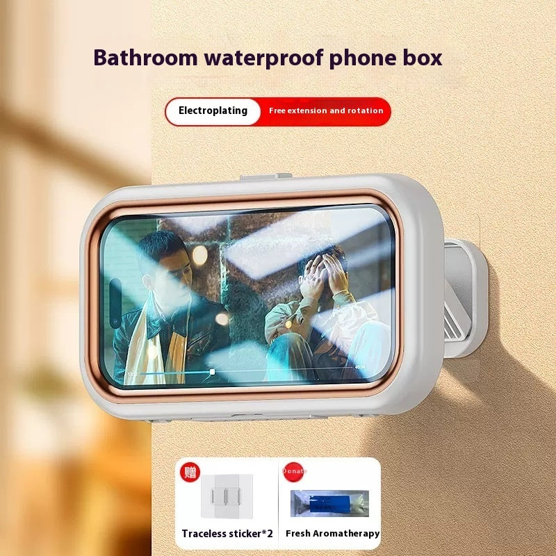 Bathroom Waterproof Punch-free Wall-mounted Touch Screen Anti-fog Cantilever Mobile Phone Bracket