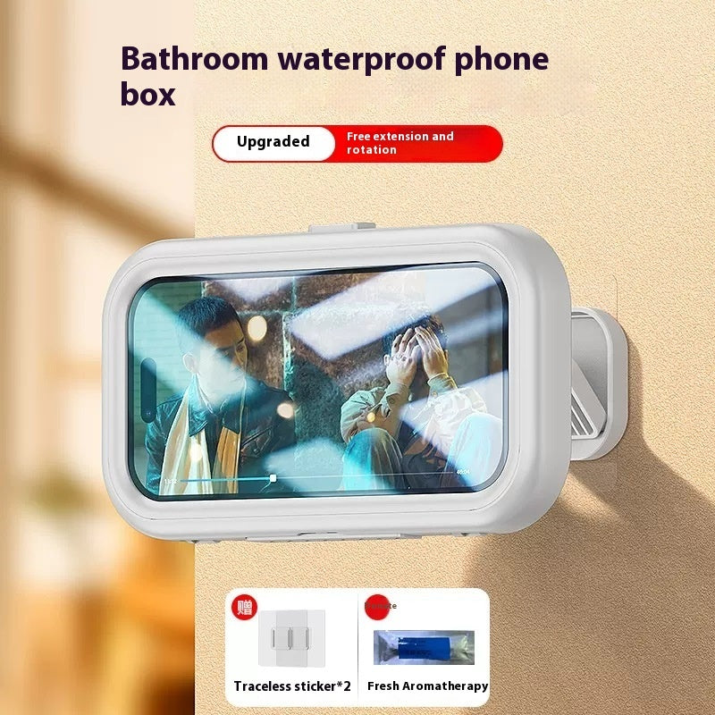 Bathroom Waterproof Punch-free Wall-mounted Touch Screen Anti-fog Cantilever Mobile Phone Bracket