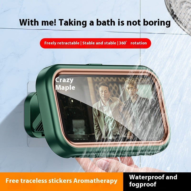 Bathroom Waterproof Punch-free Wall-mounted Touch Screen Anti-fog Cantilever Mobile Phone Bracket