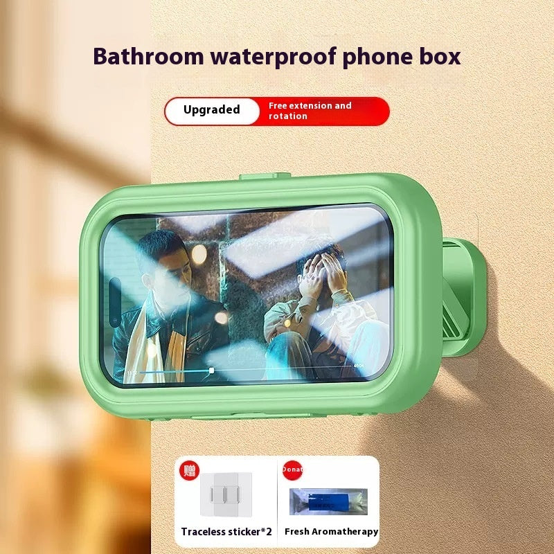 Bathroom Waterproof Punch-free Wall-mounted Touch Screen Anti-fog Cantilever Mobile Phone Bracket