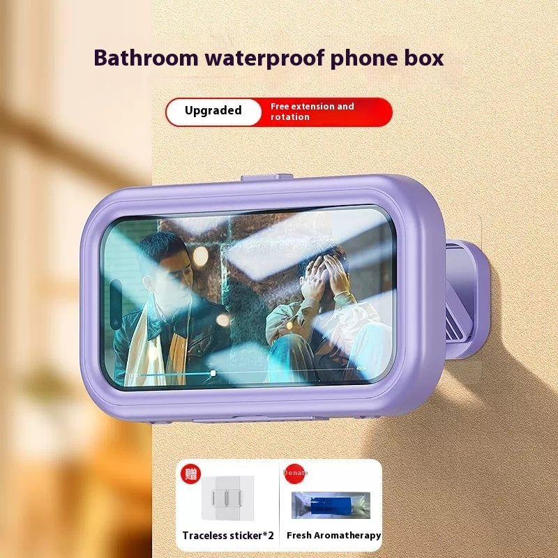 Bathroom Waterproof Punch-free Wall-mounted Touch Screen Anti-fog Cantilever Mobile Phone Bracket
